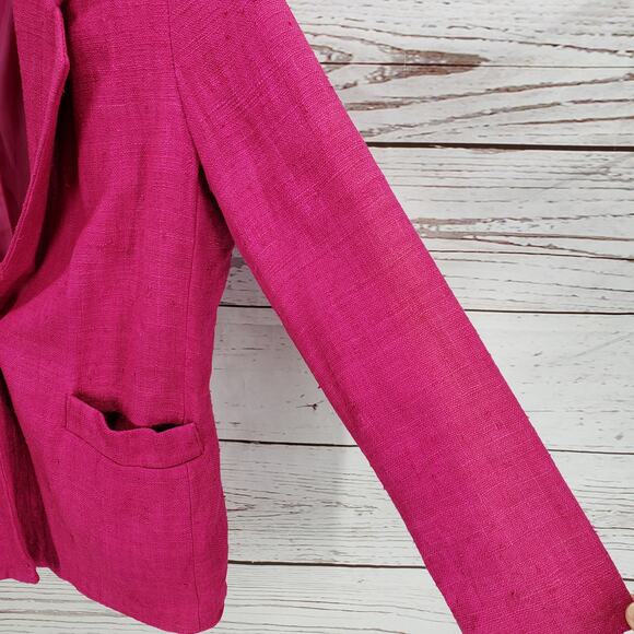 Persona Women's Magenta 100%Silk Single Button Blazer Jacket Size 2 - Picture 9 of 13